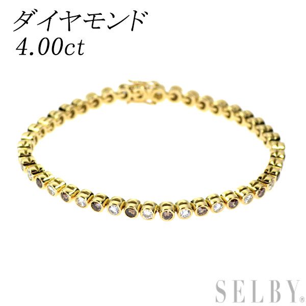 K18YG ダイヤモンド ブレスレット 4.00ct テニス - メルカリ