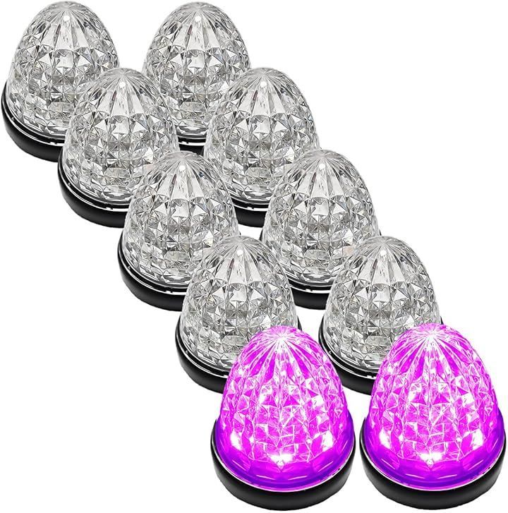 Customize 互換品 カスタマイズ 24V トラック用 LED マーカーランプ サイド クリスタルカット仕様 16LED 汎用 シーリングタイプ防水 各色(クリアレンズ ピンク,  10個)