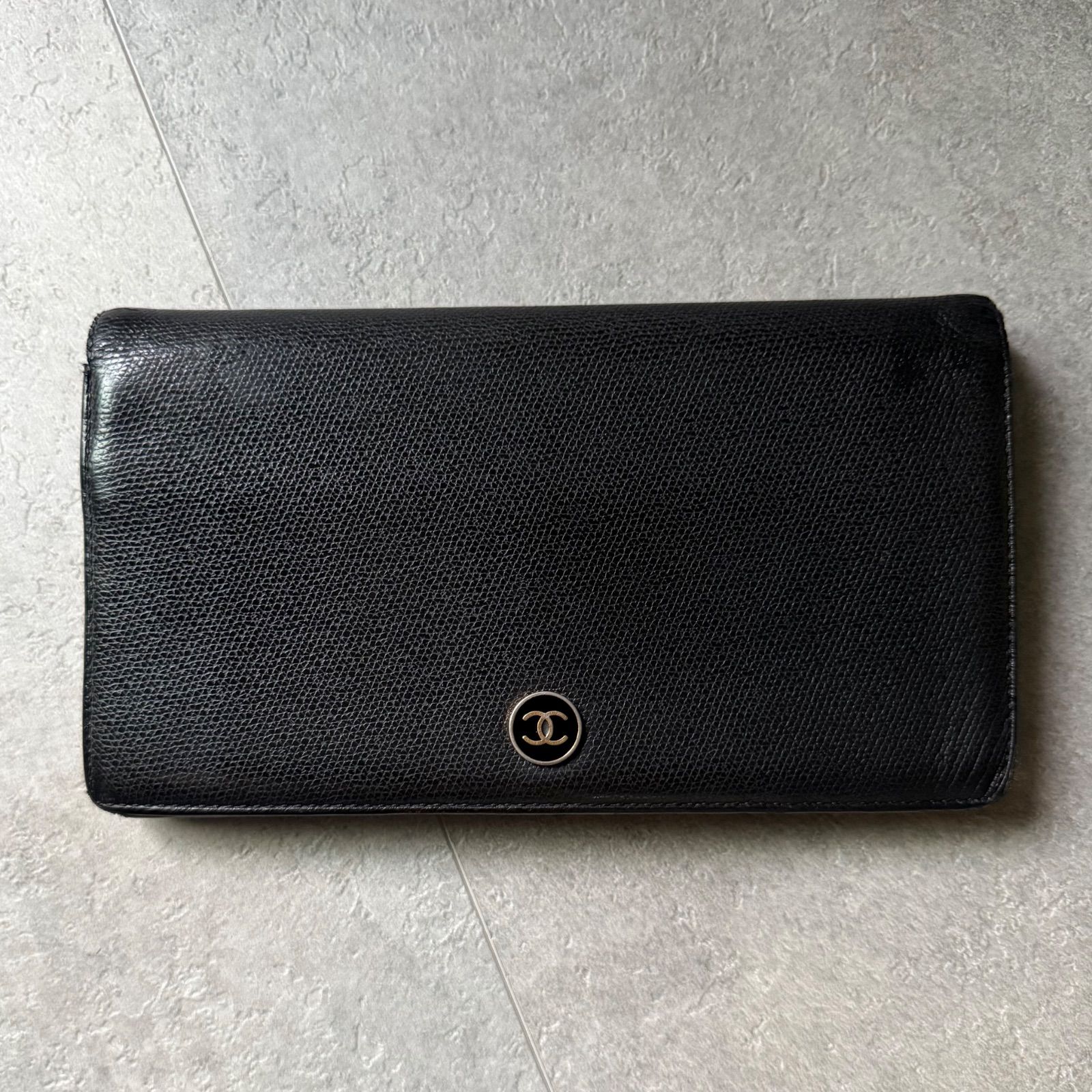 CHANEL シャネル ココボタン 二つ折り長財布 ブラック ゴールド金具 