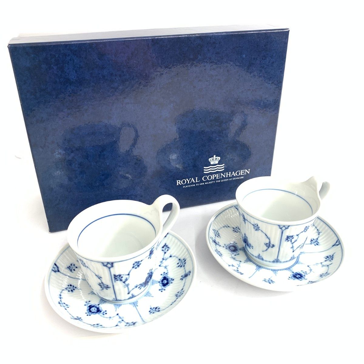 ロイヤルコペンハーゲン ハイハンドル プレイン カップ＆ソーサー 2客
