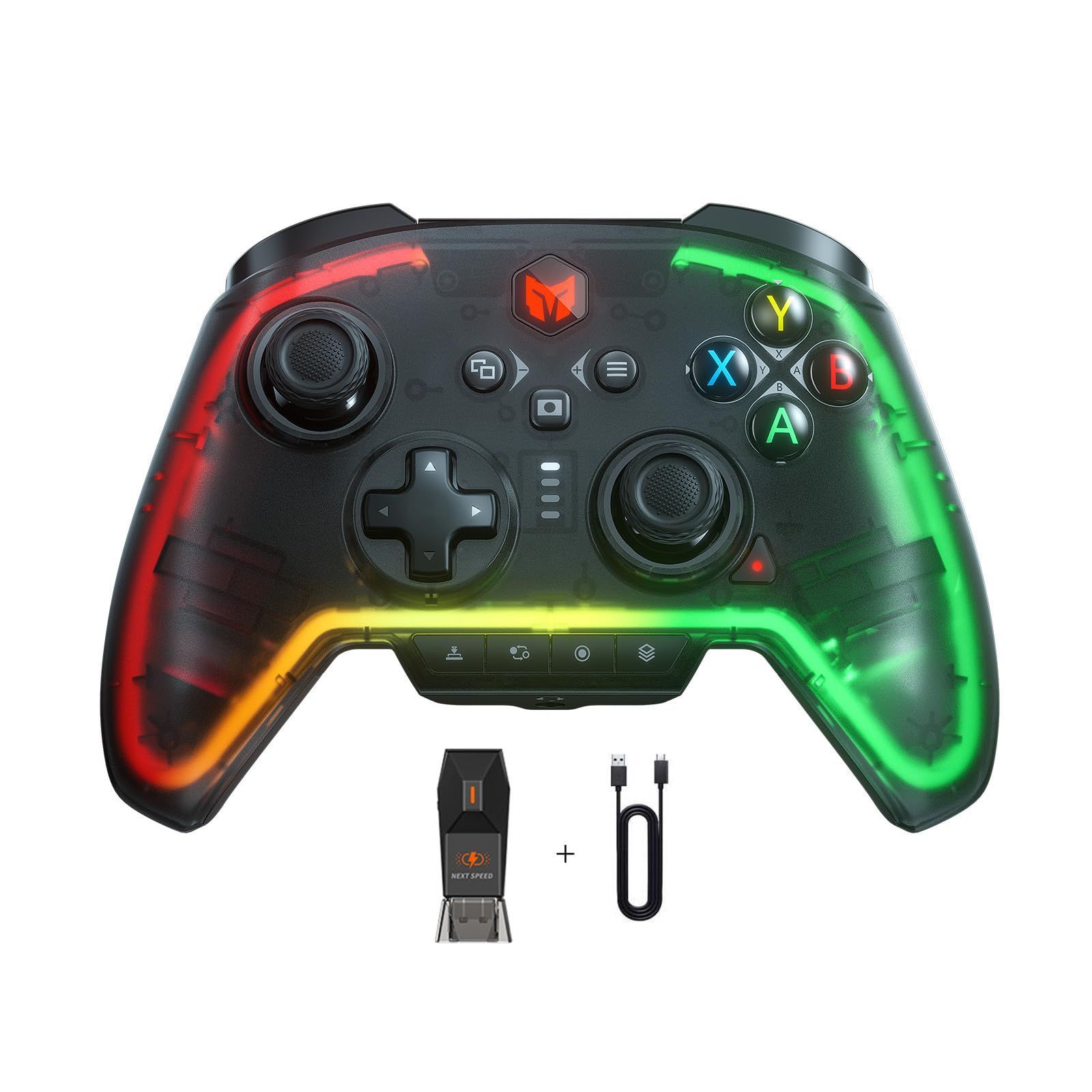 ワイヤレスコントローラー BIGBIG WON Rainbow 2 Pro PCコントローラー 6軸ジャイロセンサー ホール効果トリガー ALPSジョイスティック カスタムボタン 3.5mmオーディオゲームパッド PC Windows|Android|iOS|