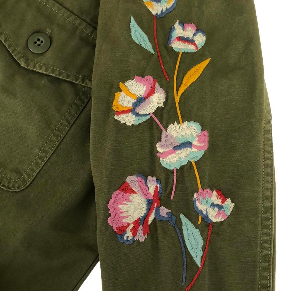 リーバイス 花柄 刺繍 ミリタリージャケット S グリーン Levi