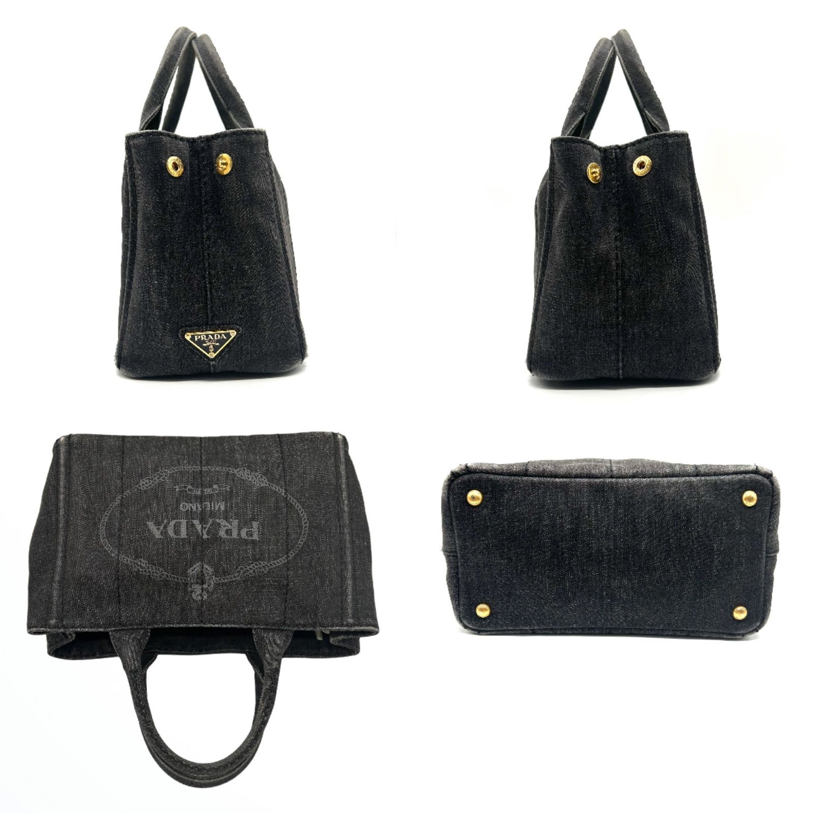 PRADA プラダ 2way カナパ トートバッグ 1BG439 デニム ブラック