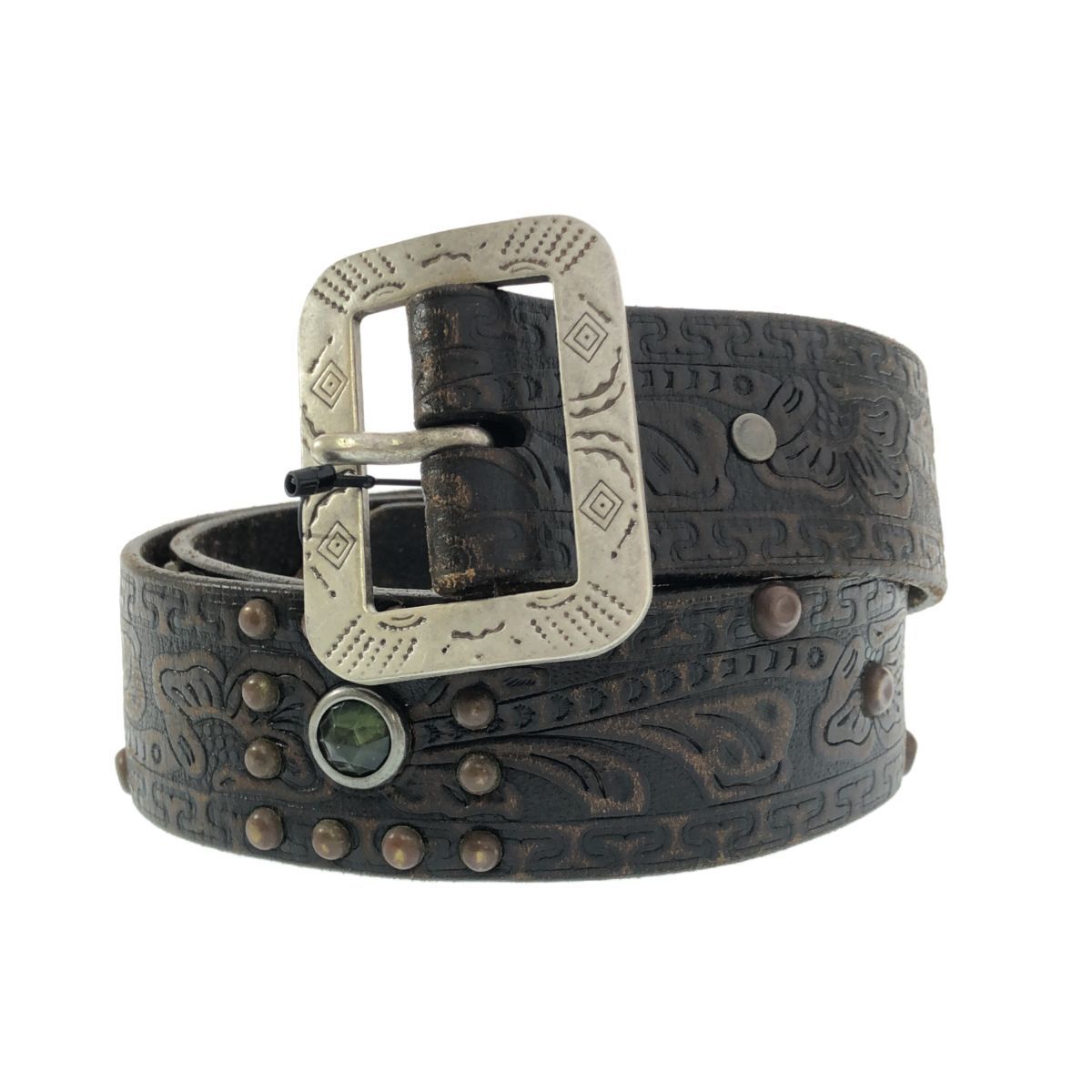RRL ダブルアールエル STUDDED BELT スタッズベルト 型押し ジェルスタッズ W32~W36 ハンドメイド
