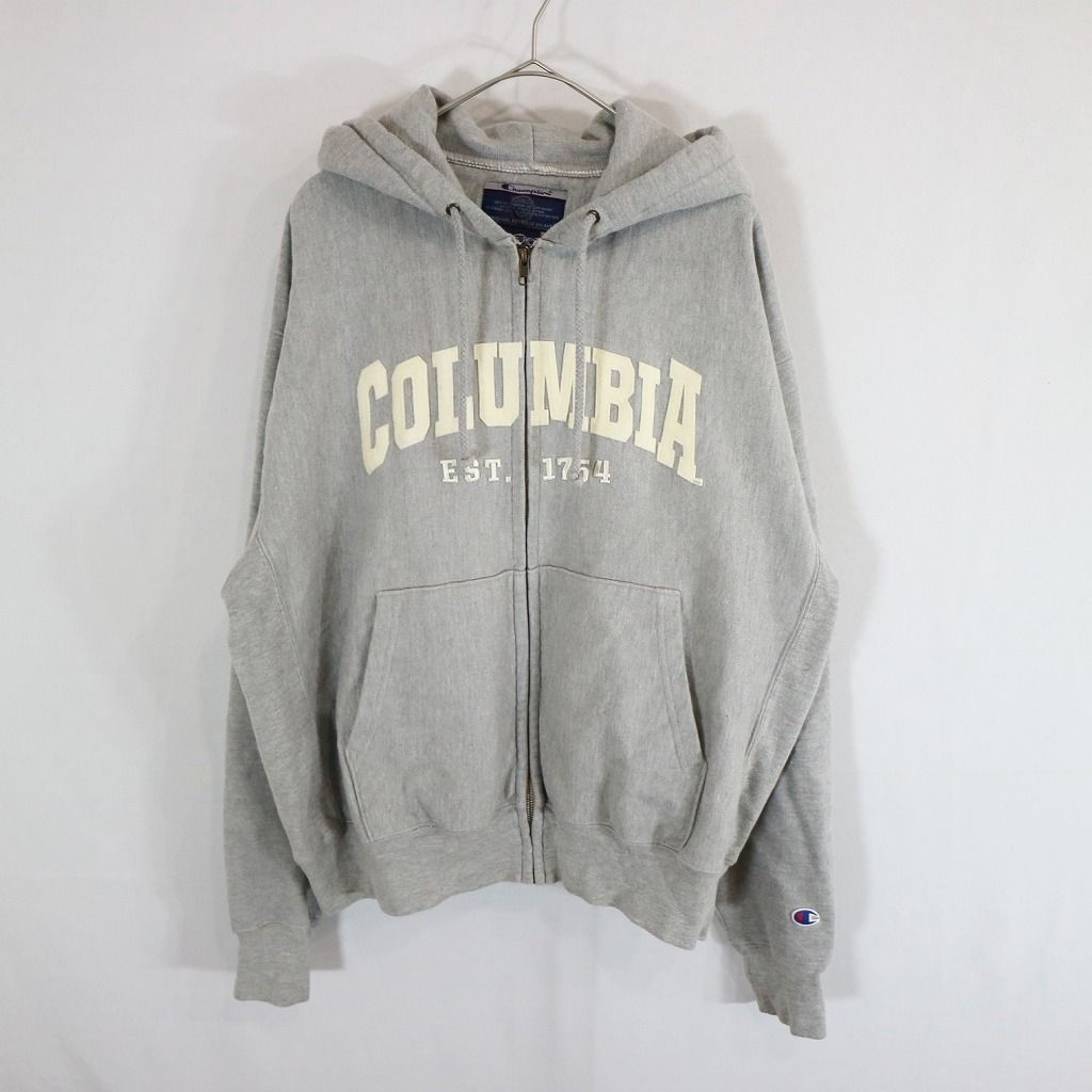 SALE/ Champion チャンピオン COLUMBIA コロンビア大学 リバースウィーブ パーカー カレッジ グレー (メンズ L) 中古 古着  N9997