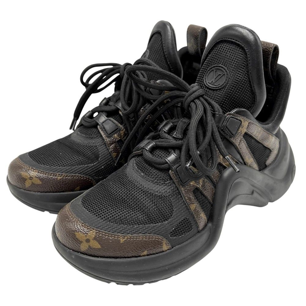 ルイヴィトン スニーカー レディース アークライトライン ハイカット モノグラム ファッションアイテム 38サイズ 靴 約24.5cm LOUIS VUITTON 1A43LH ラバー ブラック 黒 ブラウン 茶 品