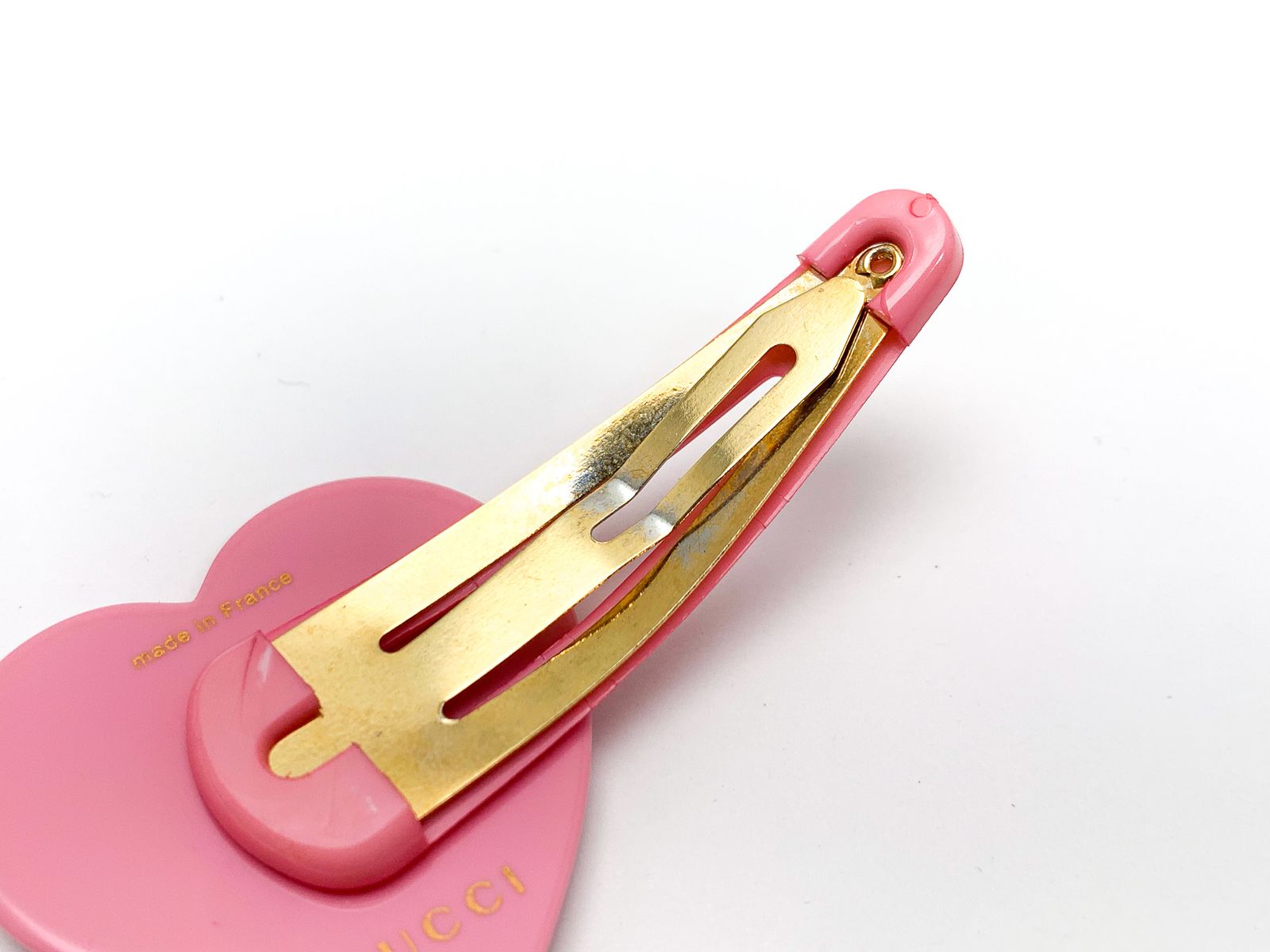 GUCCI インターロッキングG＆ハート ヘアクリップクリスタルピンク GUCCI インターロッキングG＆ハート ヘアクリップクリスタルピンク