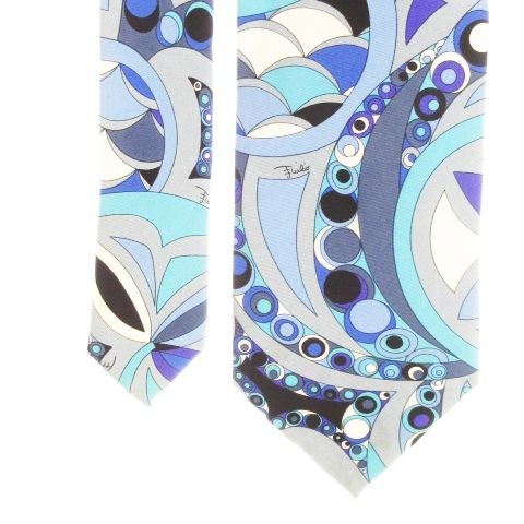 ※パラッパ様꧁新品未使用꧂ エミリオプッチ ネクタイ プッチ柄 幾何学 ブルー EMILIO PUCCI エミリオプッチ ネクタイ 2420C 6962 JI789 メンズ