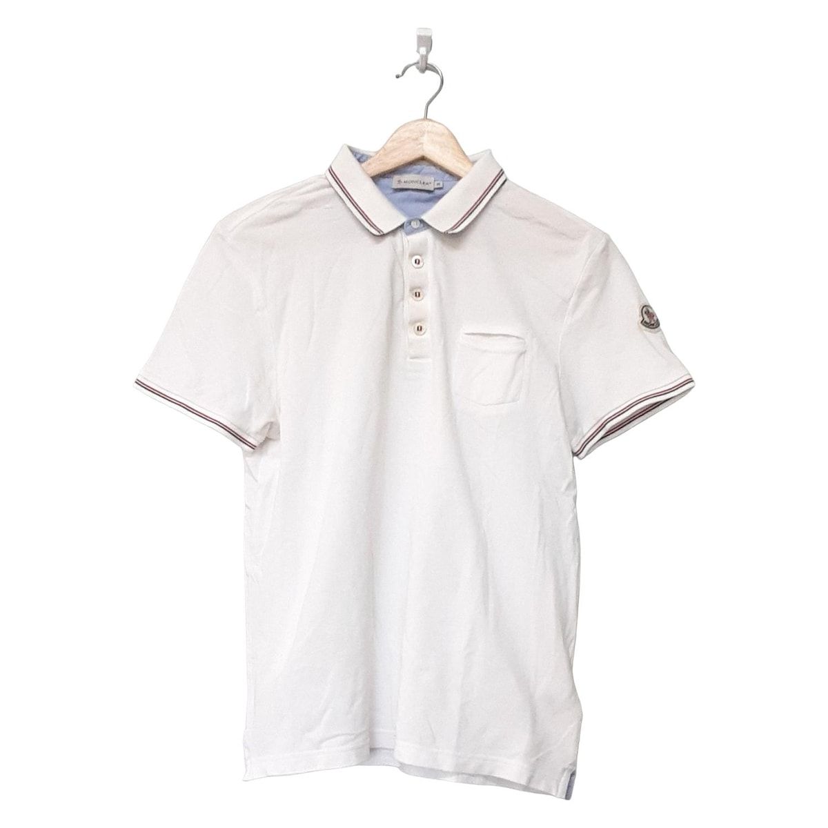 MONCLER モンクレール 半袖ポロシャツ サイズM レディース - 白×ネイビー×マルチ