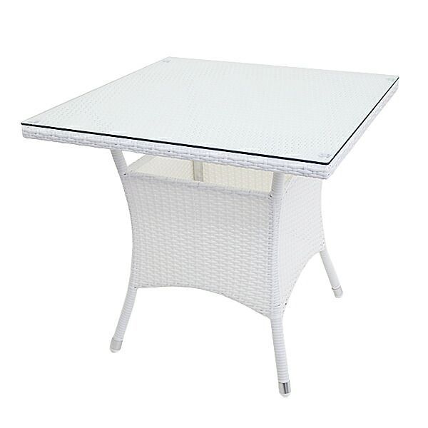 人工ラタンテーブル 強化ガラス 単品 四角テーブル 籐 家具 ファニチャー インテリア おしゃれ リビング table 机 南国 アジアン バリ風 リゾート ホテル ベランダ バルコニー テラス 庭 ガー