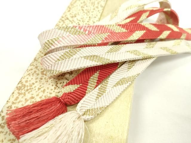 平和屋本店 上 有職組紐道明 帯締め 笹浪組 曙光 紅緋 金糸 宮内庁御用 国立博物館御用 東京芸術大学御用 CXAA0644s5