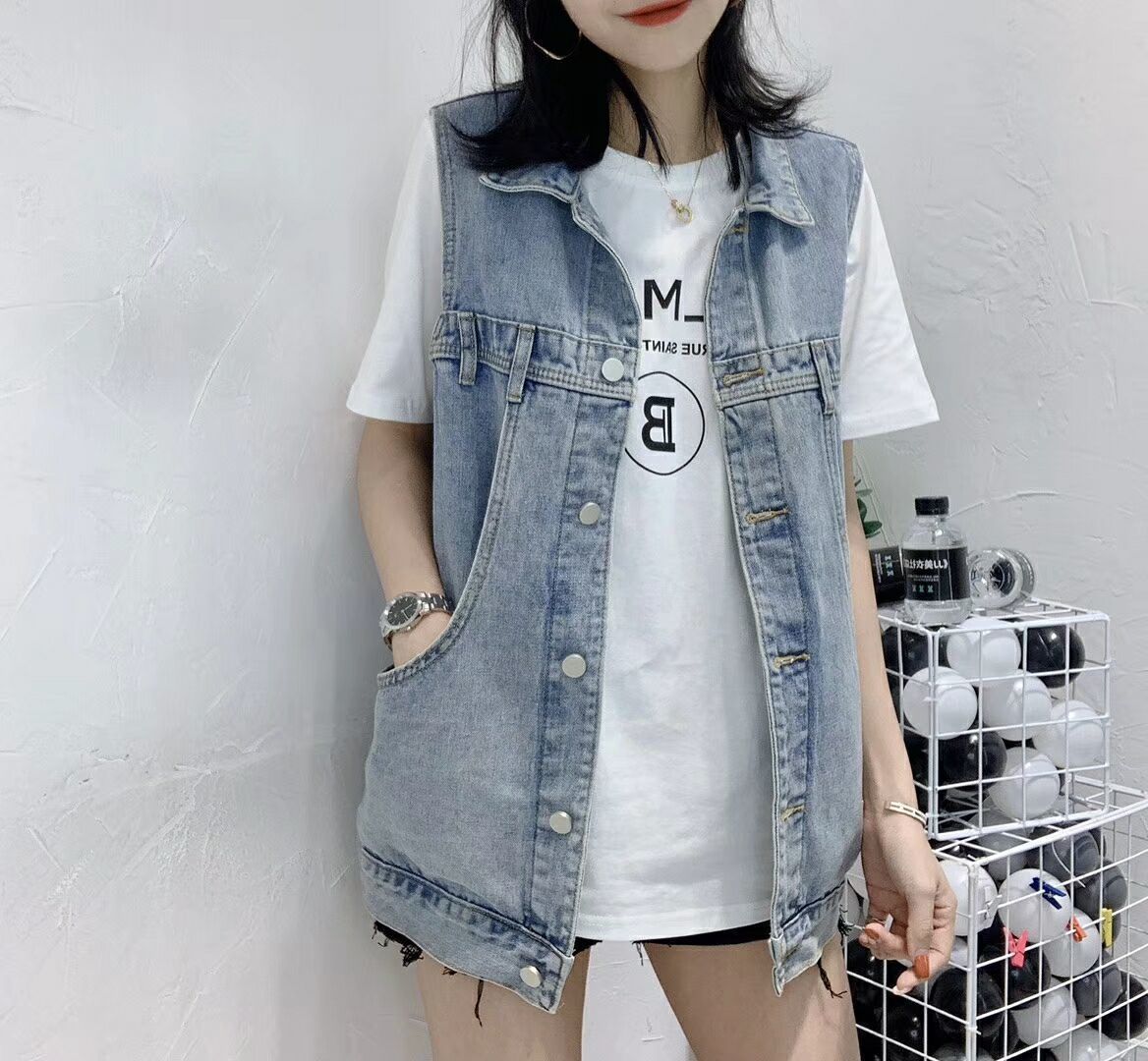 デニムベスト レディース ベスト ジレ 夏 春 秋 ノースリーブ