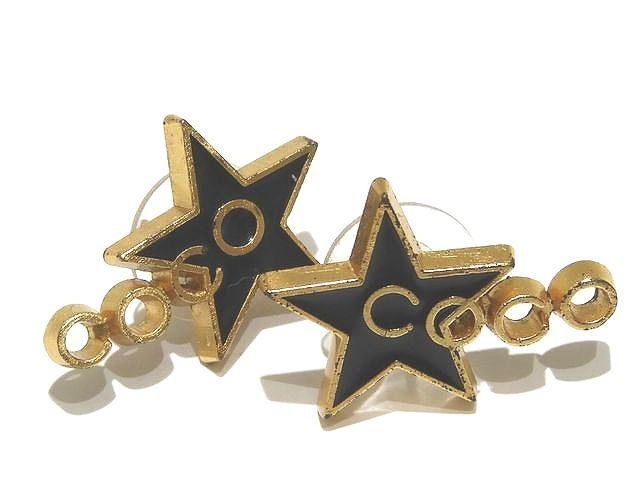 CHANEL シャネル ピアス COCO スターモチーフ ブラック × ゴールド レディース 01P ココ アクセサリー 7D
