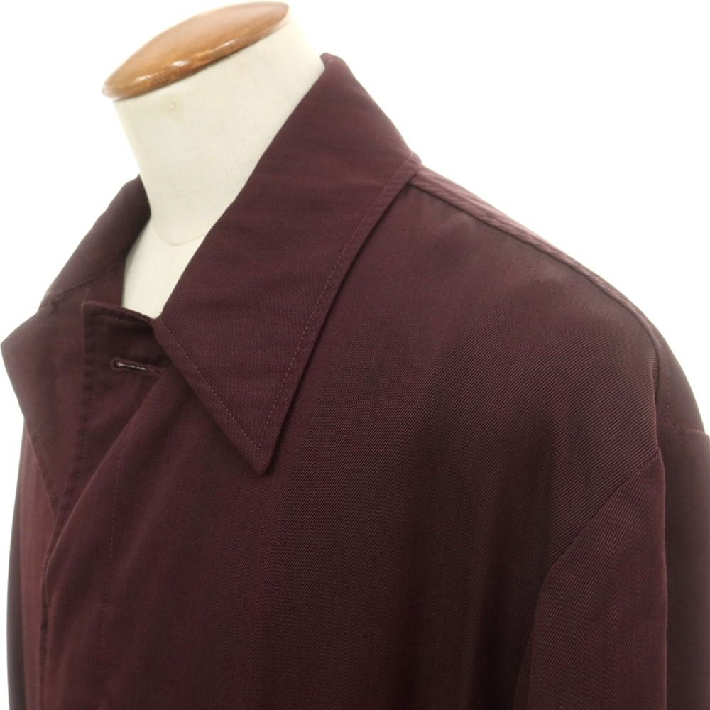 ドルモア DRUMOHR ウールナイロン ベルテッド ステンカラーコート ダークレッドパープル系 サイズ48 メンズ