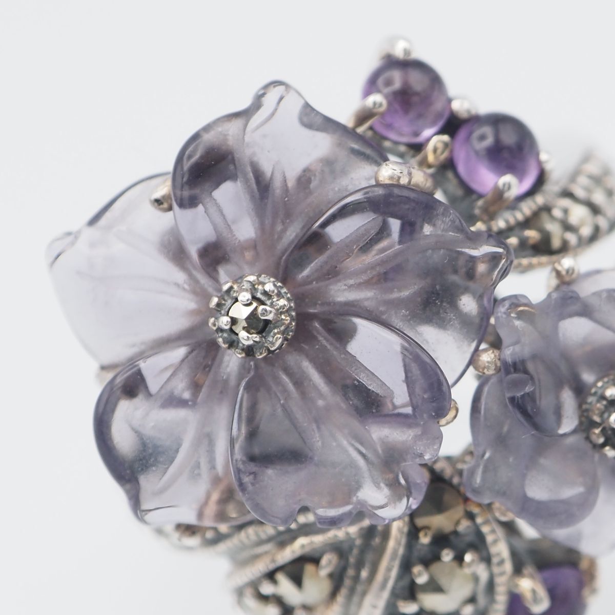 A415 アメジスト マーカサイト マルカジット 925刻印 リング フラワー