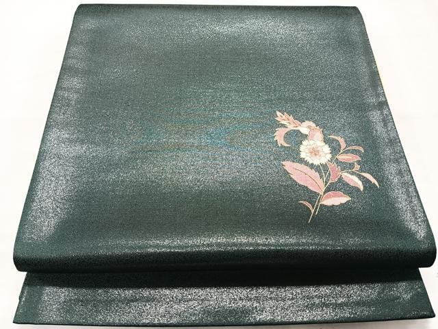 平和屋着物◎太鼓柄袋帯　草花文　金彩　正絹　逸品　CAAU7464nb