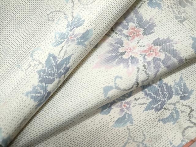 平和屋着物○本場大島紬 白大島 総絣花唐草文 正絹 逸品 未使用