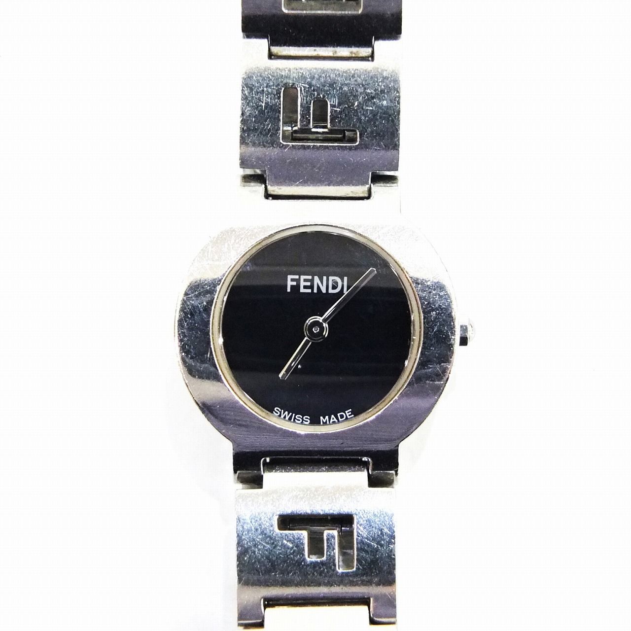 FENDI フェンディ 3050L クオーツ レディース 時計 SS シルバー 黒文字