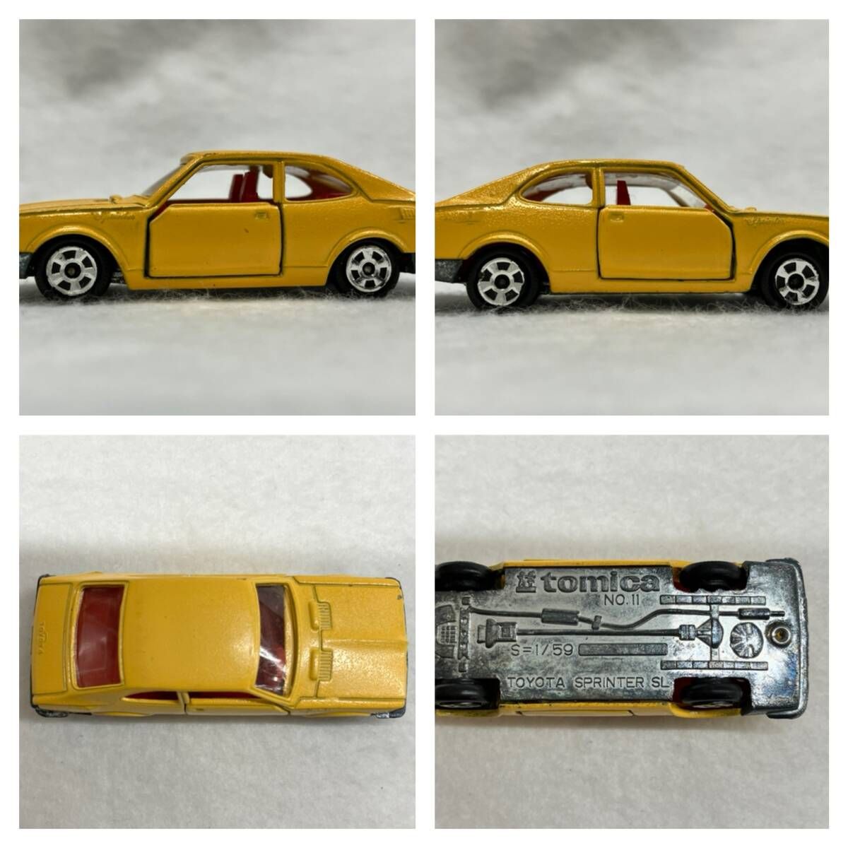 トミカ No.11 トヨタ スプリンタｰ 1200SL 黄 赤シｰト 1Bホイｰル 黒箱