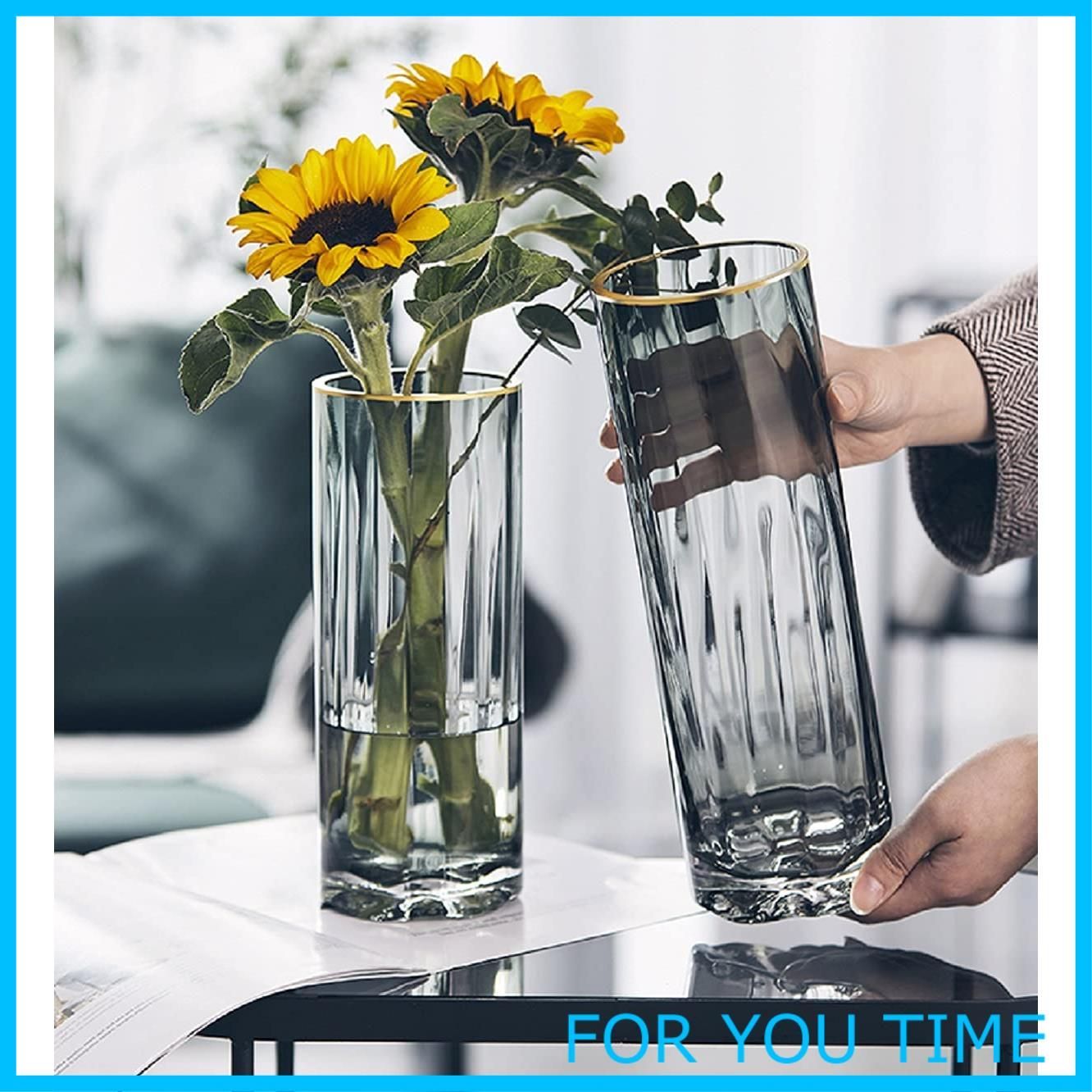 円筒　ガラス透明花瓶