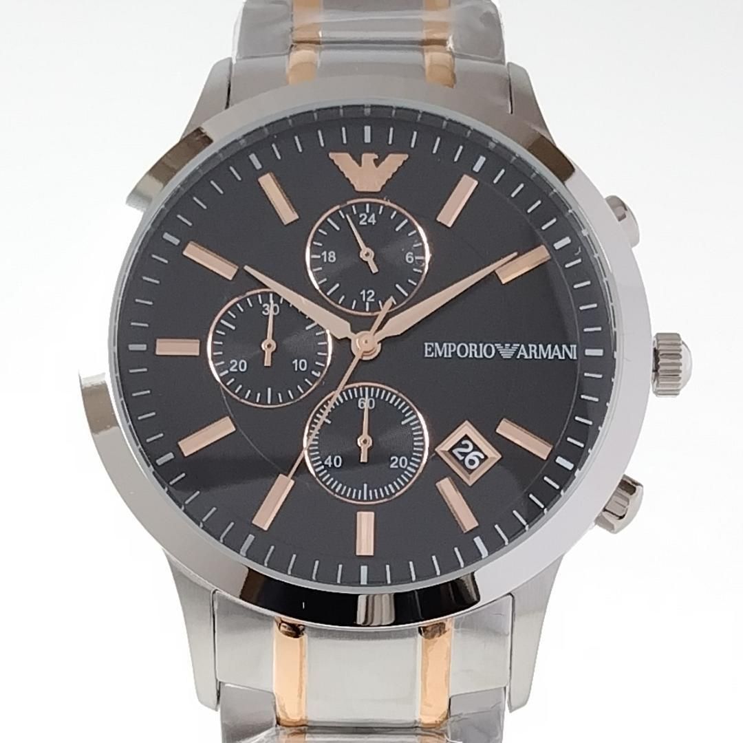 10,800円シルバー/ブラック新品メンズ腕時計EMPORIO ARMANIクロノグラフ日付