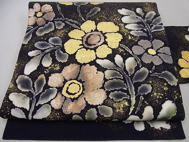 期間限定セール30％off○極上 浦野理一 九寸名古屋帯 花尽くし 金彩 鬼