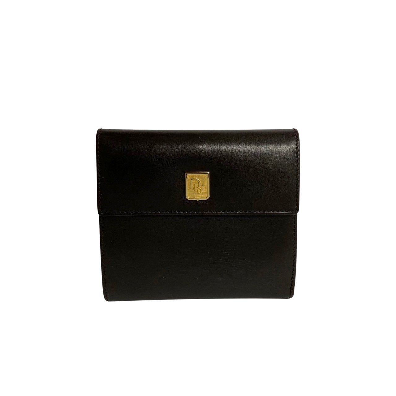ディオール　トロッター　ミニウォレット　クリスチャンディオール　ロゴ　折り財布 極 美品 Christian Dior ディオール トロッター 柄 ロゴ 金具 カーフ