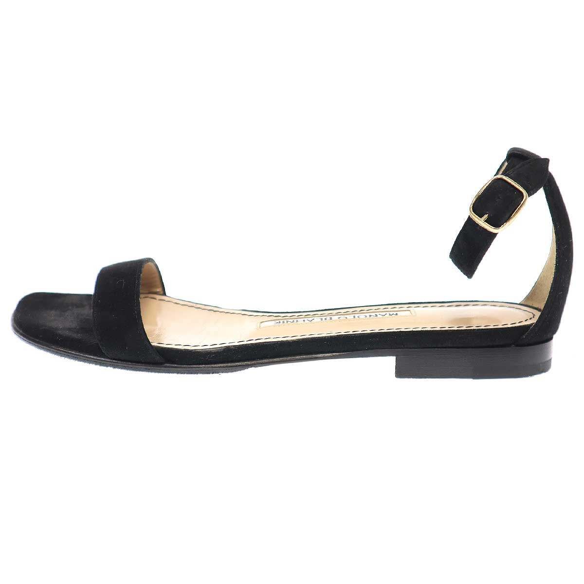 MANOLO BLAHNIK マノロブラニク フラットレザーサンダル ブラック 36