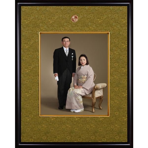 叙勲額縁 勲記 褒章 木製フレーム 写真額四ッ切サイズ 32薄型タイプ