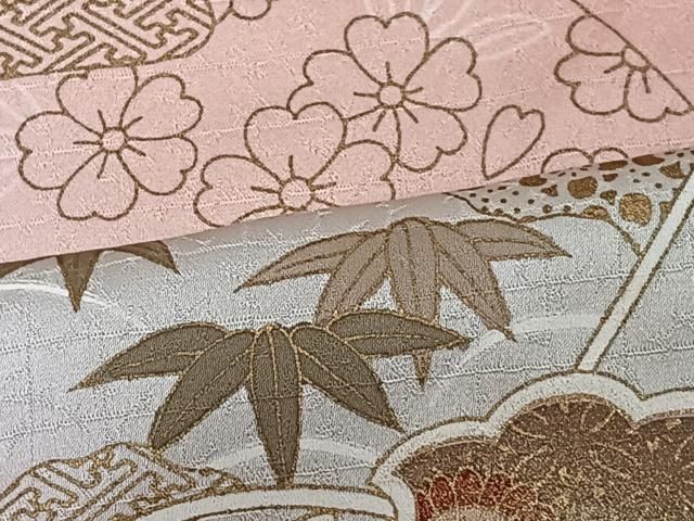 平和屋着物○訪問着 刺繍 雪輪花蝶文 暈し染め 金彩 正絹 逸品 CAAY3058vf