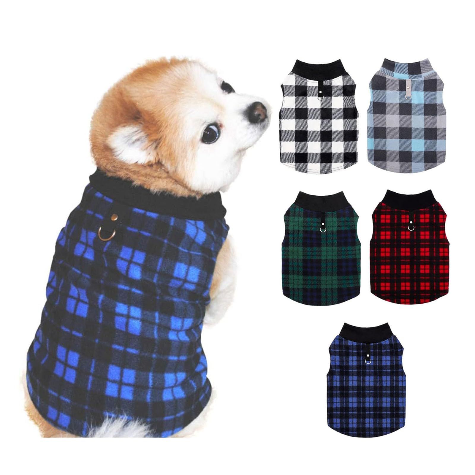 チェック柄フリース犬服 小型犬用 新品 犬服 春秋 小型犬 中型犬 子犬 服 ペット服 犬の服 猫 服