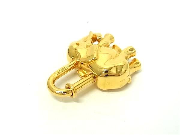 美品 エルメス カデナ エレファント 像 ゴールド チャーム 南京錠