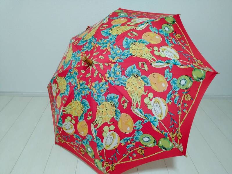 ♥品 マニプリ 晴雨兼用長傘 フルーツバスケット柄 雨傘 日よけ 日傘