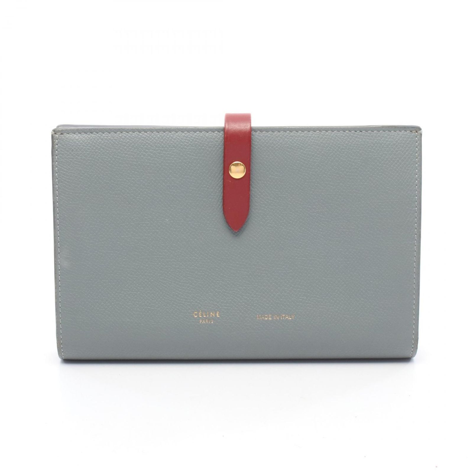 美品★CELINE★ラージ ストラップ ウォレット　二つ折り財布 グレー セリーヌ CELINE 二つ折り財布 ラージストラップウォレット