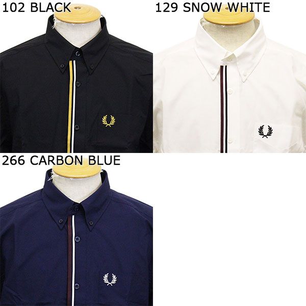 FRED PERRY (フレッドペリー) M8571 TAPED PLACKET SHIRT テーププラケット ボタンダウンシャツ 全3色 FP394  102BLACK M - メルカリ