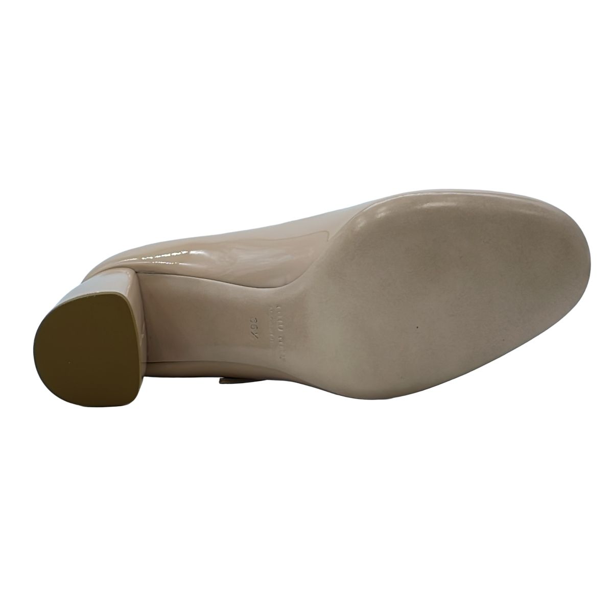 miu miu ミュウミュウ クリスタル装飾チャンキーヒールエナメル  