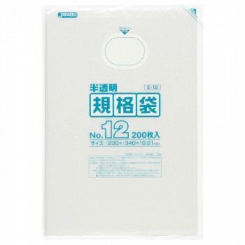 ジャパックス HD規格袋 厚み0.010mm No.12 半透明 200枚×10冊×6箱 E-12