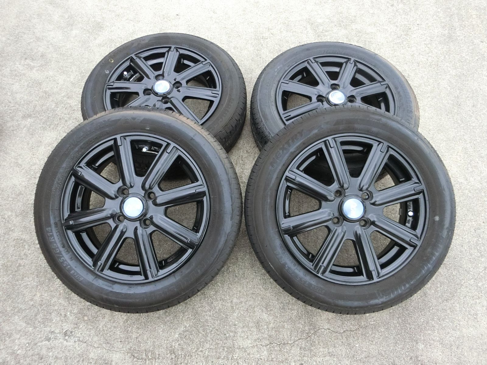 853 WXJ 14インチ アルミホイール 14×4.5J 45 PCD100 ハブ径 約67mm 4穴 4本セット 155 65R14 日産 デイズ 外し