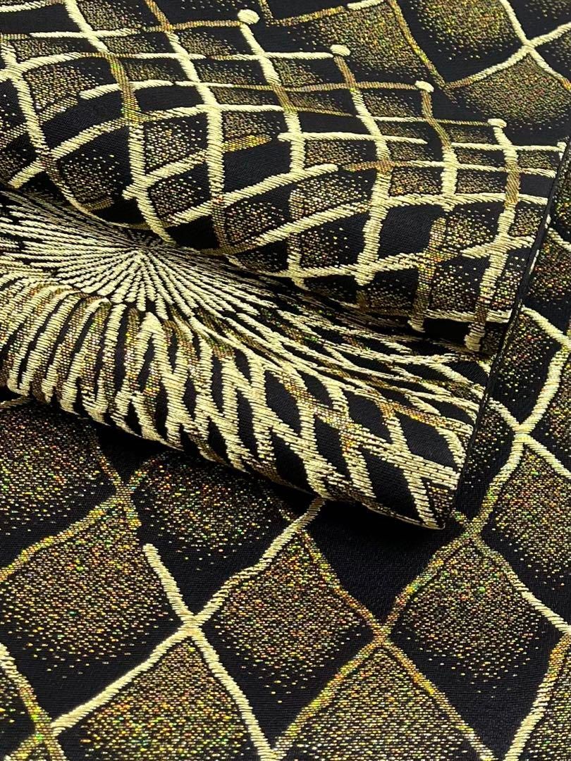 袋帯 七色 キラキラ モダン 金糸 正絹 未使用品 六通 - メルカリ