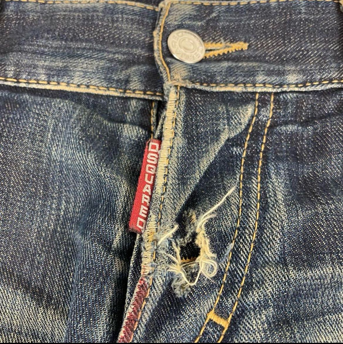 希少 ディースクエアード デニムパンツ ダメージ加工 M 赤タグ