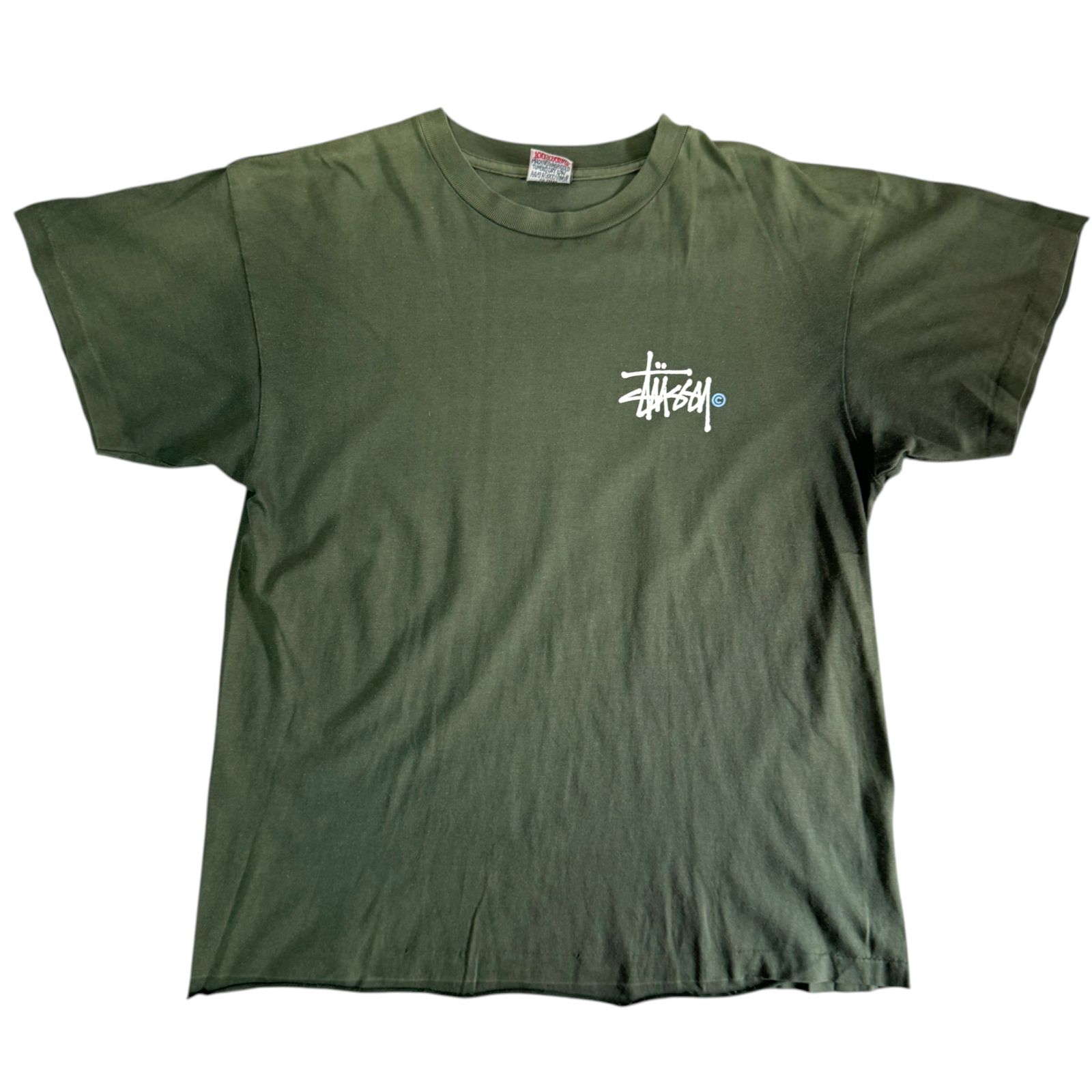 90s STUSSY ストック ロゴ Tシャツ Mサイズ 白タグ フェード MADE IN 
