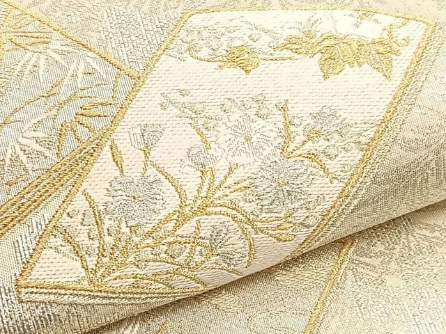 ☆六通袋帯 加納幸 西陣証紙付 唐織 花丸正倉院文 ガード