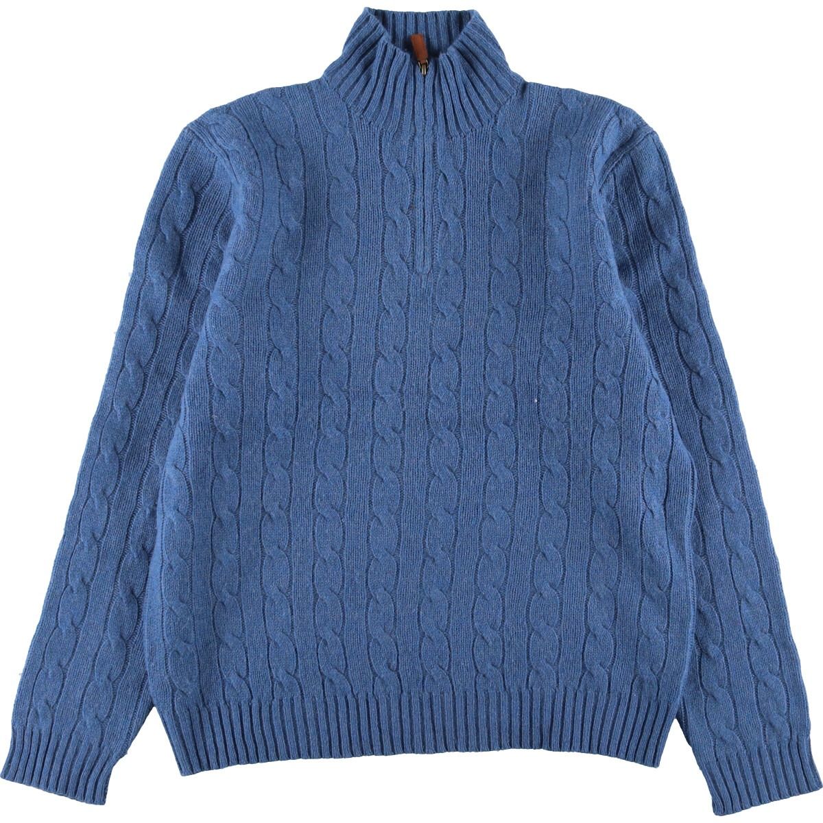 古着 ラルフローレン Ralph Lauren POLO by Ralph Lauren ケーブル編み ウールニットハーフジップセーター メンズL/eaa365661
