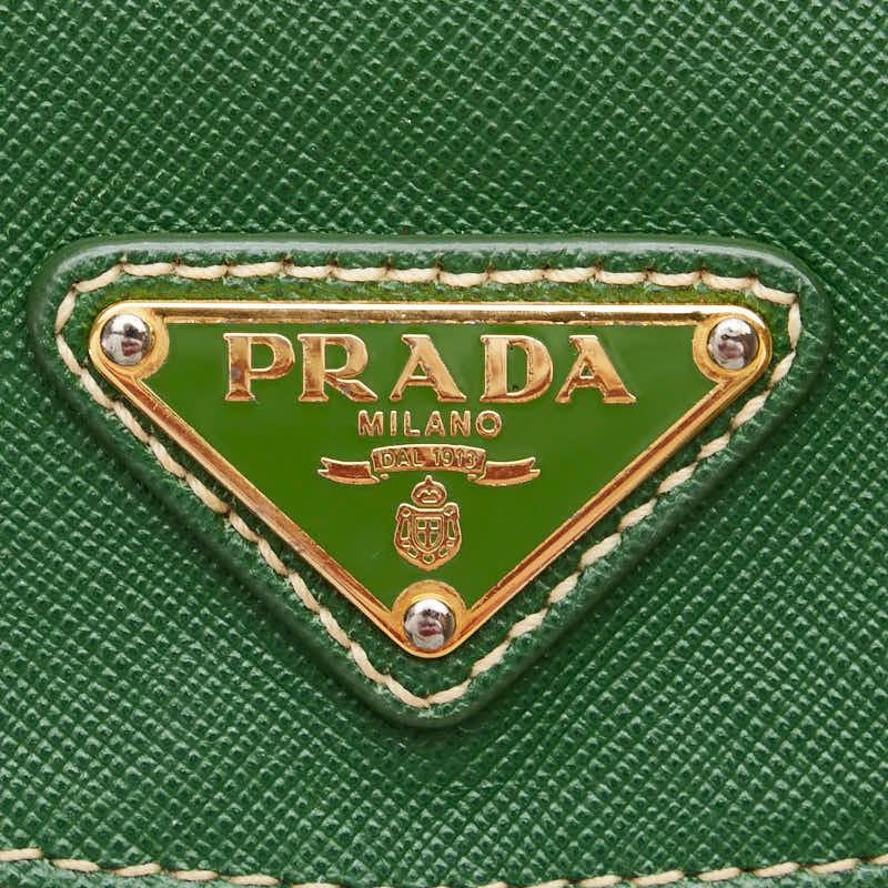 プラダ 三角ロゴプレート グリーン ナイロン サフィアーノレザー レディース PRADA 1-0219155 DECORATOM_COM_BR