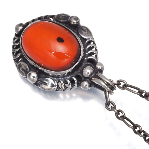 【美品】ジョージジェンセン ネックレス 琥珀 ヘリテージ 1995年 ジョージジェンセン ネックレス 琥珀 ヘリテージ 1995 シルバー925