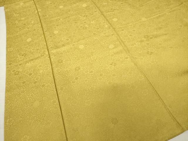 送料無料も 平和屋着物●上質な色無地 草花地紋 山吹茶色 正絹 AABB3861ck 人気商品新作！