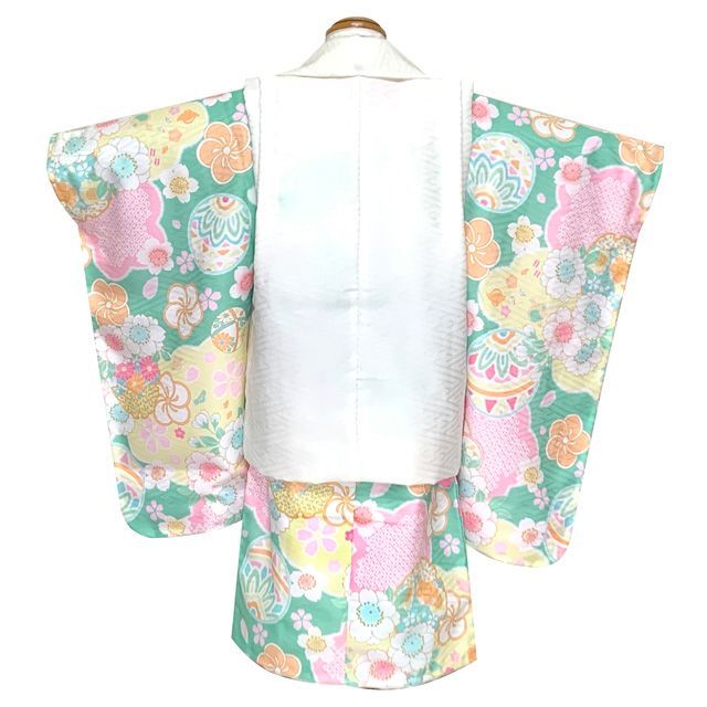 七五三 着物 7歳 フルセット 正絹 金駒刺繍 絵羽付け 四つ身の着物と