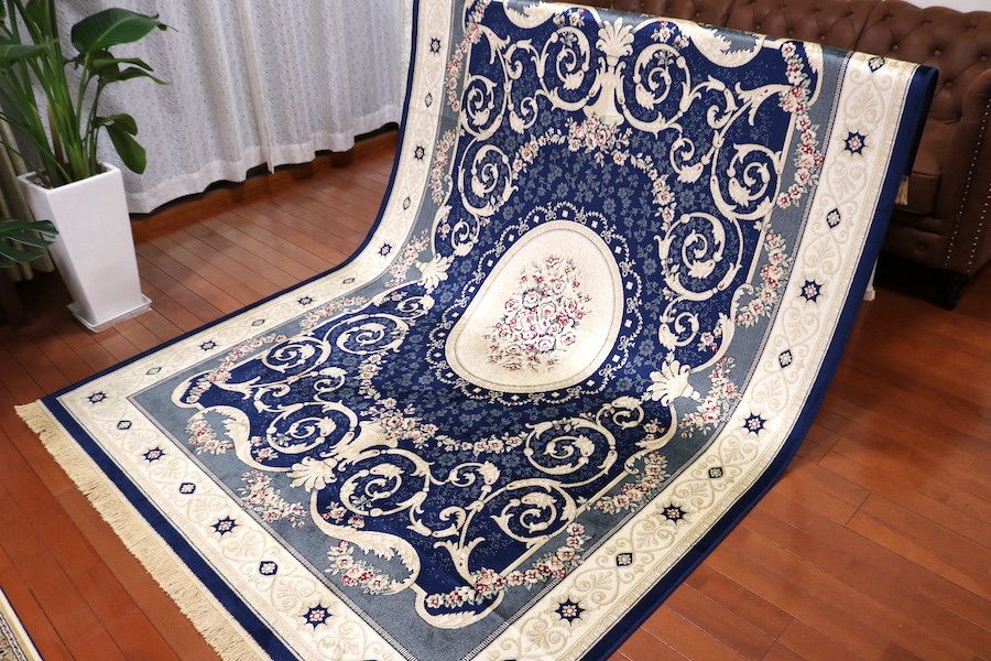 ペルシャ柄絨毯 160×230 新品未使用 ラグ カーペット ネイビー 訳あり ペルシャ柄絨毯 160×230 新品未使用 ラグ カーペット ネイビー