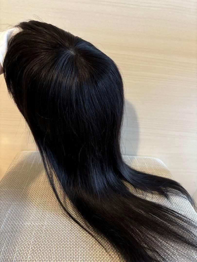 人毛100% レミー 部分ウイッグ 人工頭皮 ロング つむじ 分け目 カバー