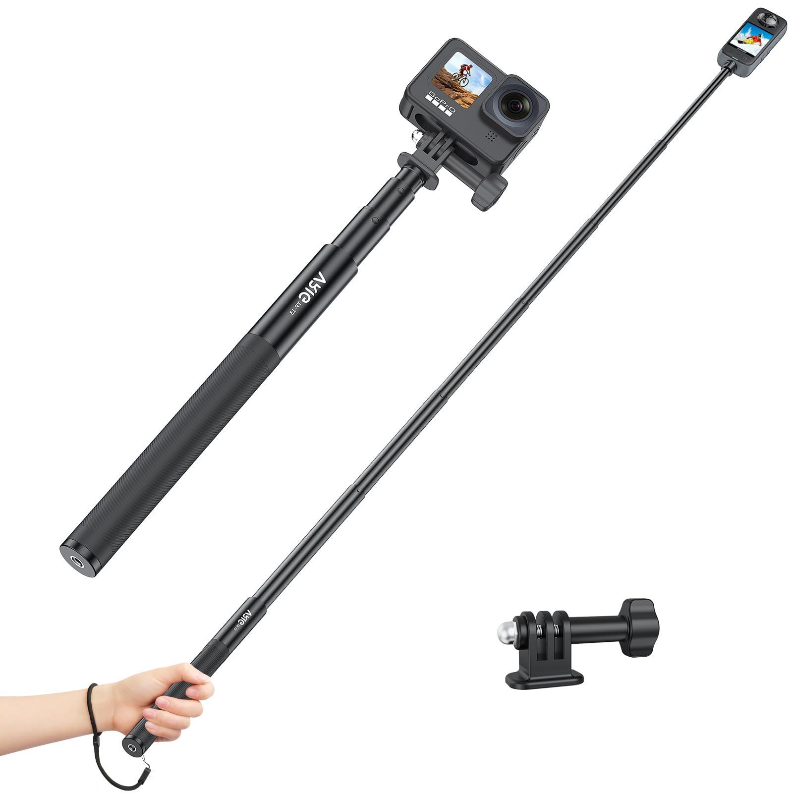 【数量限定】2、Osmo Action Osmo /DJI X3/X2 ONE Pocket/GoPro Insta360 スキー/サイクリング/スケートボード/パルクール/スカイダイビングなどの録画ビデオ 持ち運び便利 軽量 から131cmまで調節可能 He